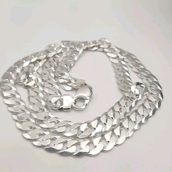 Stunning 925 sterling silver cuban necklace 28"  A - Picture 5 of 5